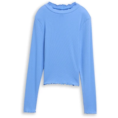 Afbeelding van TOM Tailor Cropped MIT Struktur Longsleeve voor kinderen, Maat: 152, Sicilian blue