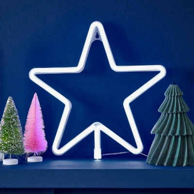 Afbeelding van Ginger Ray Kerst Grote Witte Oplichtende Ster Neon Licht Open Haard Tafelblad Decoratie