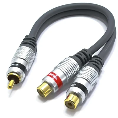 Afbeelding van VITALCO RCA Mannetje naar 2 Vrouwelijke Y Splitter Adapter 2RCA Stereo Audio Phono Kabel Goud OFC