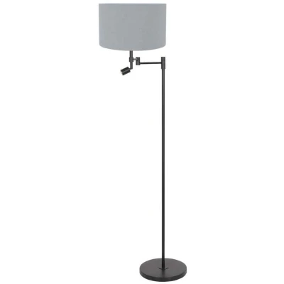 Afbeelding van Steinhauer Vloerlamp Stang zwart met kap lichtblauw en extra led 3948ZW