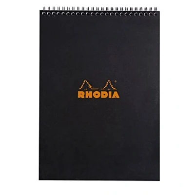 Afbeelding van Rhodia 185019C Note Pad met dubbele spiraal, DIN A4, gelinieerd, 80 g, 21 x 29,7 cm, vellen, zwart