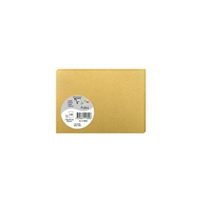 Afbeelding van Clairefontaine 111390C verpakking met 25 afzonderlijke kaarten formaat C6 (11 x 15,5 cm) 210 g/m² kleur goud uitnodigingen evenementen en match serie pollen premium papier glad