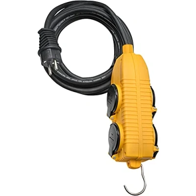 Afbeelding van Brennenstuhl 1151711 Powerblock verlengsnoer met 4 stopcontacten flipcover, IP44 H07RN F 3G1,5, zwart, geel,