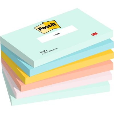 Afbeelding van Post it Notes Beach Color Collection, Pack van 6 pads, 100 vellen per pad, 76 mm x 127 mm, groen, geel, oranje, blauw, roze zelfklevende notities voor het maken notities, takenlijsten en
