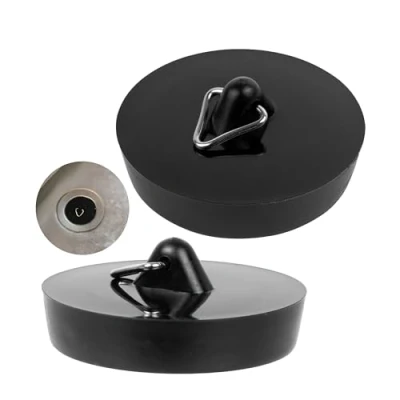 Afbeelding van Universele stop set, 2 stuks, in zwart, Ø 44 op 36 mm bovenkant aan de onderkant, rubberen afvoerstop voor 1 1/2&quot; 3/4 inch ventielbovendelen, afvoerstop, wastafelstop, badstop