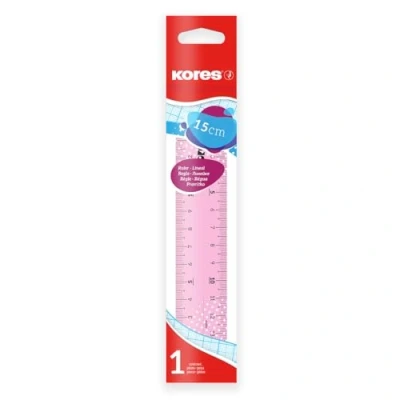Afbeelding van Kores 15 cm transparante liniaal met inktrand voor kinderen en studenten, lichtgewicht, school kantoorbenodigdheden, set van 1 inch verschillende kleuren