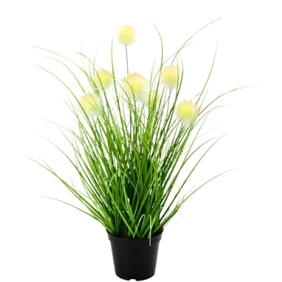 Afbeelding van Knoopgras in pot, kunstgras, siergras, kunstplanten, decoratiegras, grasbos, decoratie, grasarrangement, borstengierst, panicoideae zoetgrassen, Setaria