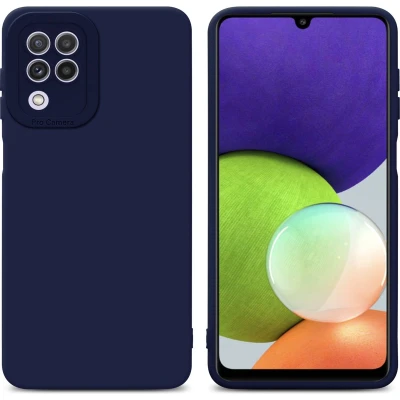 Afbeelding van Cadorabo Hoesje geschikt voor Samsung Galaxy A22 4G in FLUID DONKER BLAUW Beschermhoes TPU silicone Cover Case