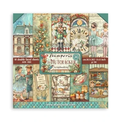 Afbeelding van Stamperia Scrapbook papierpad voor scrapbooks, albums, kaarten maken, bullet journals en meer, zuurvrij, double sided, perfect hobby&#039;s, ambachten geschenken (The Nutcracker) (20,3 x 20,3 cm)