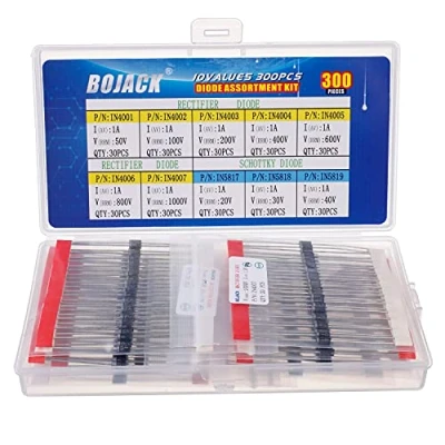 Afbeelding van BOJACK 10 Waarden 300 stuks Gelijkrichterdiodes 1N4001 1N4002 1N4003 1N4004 1N4005 1N4006 1N4007 Schottky diodes 1N5817 1N5818 1N5819 Assortimentset