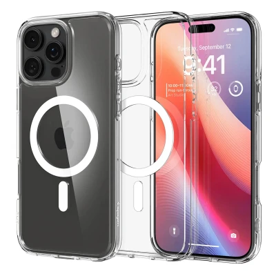 Afbeelding van Spigen Ultra Hybrid MagFit Hoesje Geschikt voor Apple iPhone 16 Pro Compatibel met MagSafe Back Cover Wit