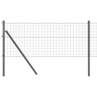 Afbeelding van vidaXL Euro hek met 13 palen 0.8x25 m Gegalvaniseerd Staal Grijs
