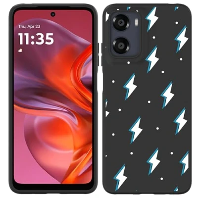 Afbeelding van Cazy Hoesje geschikt voor Motorola Moto E15 Siliconen Zwart Bliksemschichten