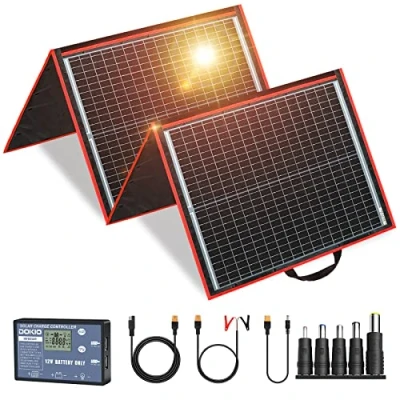 Afbeelding van DOKIO Zonnepanelen 150W 12V Opvouwbaar Monokristallijne met 10A controller voor caravan camper camping auto boot batterij opladen