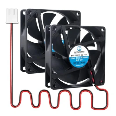 Afbeelding van WINSINN DC 80mm Fan 12V 8020 Dual Kogellager Borstelloze Koeling 80x20mm 2PIN (Pack van 2 stuks)
