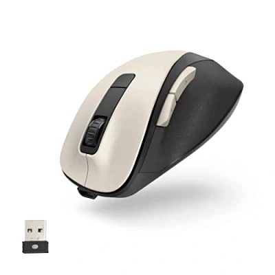 Afbeelding van Hama Optische Draadloze Muis 6 Knoppen Mw 500 Recharge Accu Ergo. Crèmewit