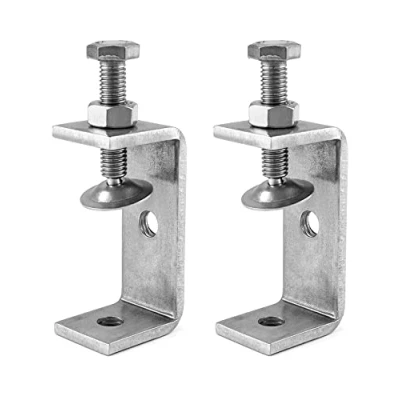 Afbeelding van QWORK 2 pack 304 roestvrijstalen C klemmen, zware klem, voor doe het zelf houtbewerking, lasschrijnwerk, zilver, stijl 1