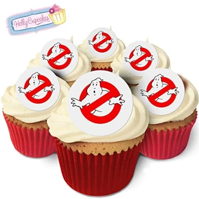 Afbeelding van 24 Fabulous Pre Cut Edible Wafer Cake Toppers: Ghostbusters Sign