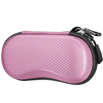 Afbeelding van Fintie Zonnebril Case, Hard EVA Shell Shockproof Sport Bril Case met Metalen Karabijnhaak Reizen Rits Brillen Houder, roze, Eén Maat