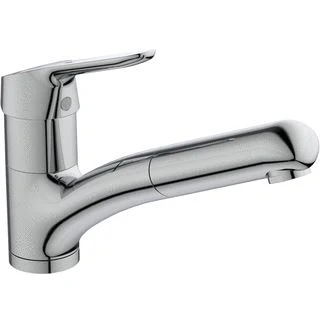 Afbeelding van Ideal Standard BC143AA Ceraflex Eengreepsmengkraan voor de keuken, om neer te zetten op gootsteen, draaibare en uittrekbare douche, verchroomd