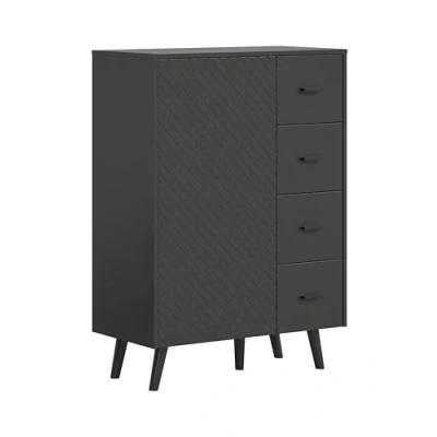 Afbeelding van Linea dressoir 4 laden 1 deur mat grijs.