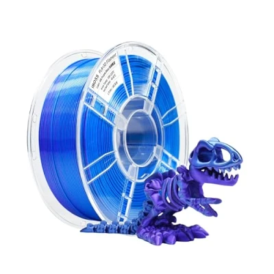Afbeelding van iBOSS PLA 3D printerfilament, filament 1,75 mm tweekleurig zijdefilament, co extrusie glanzend printfilament 1 kg, paars blauw (laser paars)