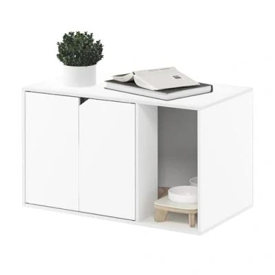 Afbeelding van Furinno Kattenbakbehuizing, massief wit, 45 (D) x 74,4 (B) 50 (H) cm