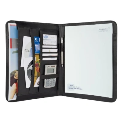 Afbeelding van Wedo Schrijfmap A4 Kustleer, Nylon Zwart
