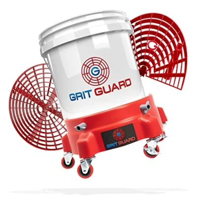Afbeelding van detailmate Gritguard Professionele wasemmerset, US 3,5 GAL emmer + Grit Guard Washboard Dolly rolwagen voor vuilinzet ideaal handwas op de auto, motorfiets