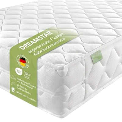 Afbeelding van Dreamstar Ergo Flex XXL Duo I Koudschuimmatras met 7 zones, 22 cm hoog, Öko Tex gecertificeerd, hardheidsgraad 2 en 3, 80 x 200