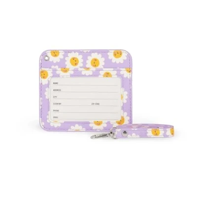 Afbeelding van Legami ID kaarthouder met karabijnsluiting, veiligheidsclipsluiting, 1 transparant venster, kaartvakken van PU leer, afmetingen 10,4 x 9 cm, motief: madeliefje