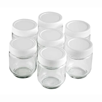 Afbeelding van LACOR, 69244, 7 stuks, yoghurtbekers, transparant glas met schroefdeksel voor elke yoghurt, BPA vrij en vaatwasmachinebestendig, inhoud 190 ml