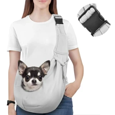 Afbeelding van Pawaboo Hondendraagriem, handvrije hondendragers met verstelbare riemgesp, puppyzakdrager, veiligheidslijn voor puppy&#039;s en katten, bredere schouderriem, draagdragers huisdieren (tot 5,4 kg,