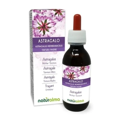 Afbeelding van Vlezige hokjespeul (Astragalus membranaceus) wortels Alcoholvrije moedertinctuur Naturalma Vloeistof in druppels 120 ml Voedingssupplement Veganistisch