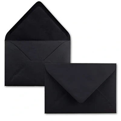 Afbeelding van 100 mini enveloppen van enveloppen, zwart, 5,2 x 7,6 cm, miniatuur met natte plakrand voor bloemengroeten, wenskaarten, hangers en geldgeschenken FarbenFroh by GUSTAV NEUSER