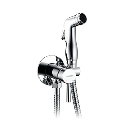 Afbeelding van GRIFEMA COMPLENTO G154 WC doucheset met stopkraan, doucheslang/doucheset van 1,5 m voor intieme hygiëne (G1/2 inch, warm en koud water), chroom
