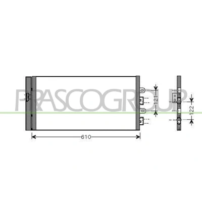 Afbeelding van PRASCO FT340C002 Condensor Airco Met droger 15mm Aluminium 589mm R134a