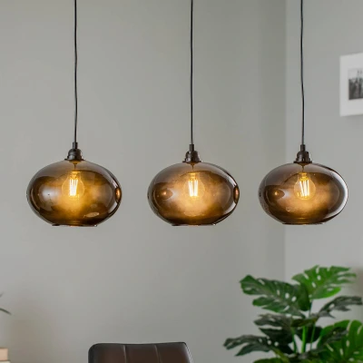 Afbeelding van Ferno 3 lichts hanglamp L97cm Metaal en glas Zwart Menzzo