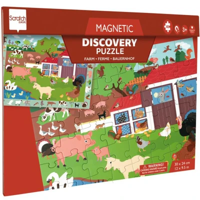 Afbeelding van Scratch Magnetische puzzel 2 in 1 Boerderij 48 stukjes + mysterie spel