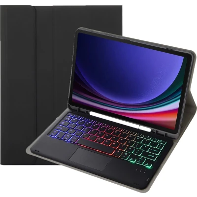 Afbeelding van Case2go Bluetooth Toetsenbord geschikt voor Samsung Galaxy Tab S9/S9 FE (2023) QWERTY met verlichting Stylus pen houder en Touchpad Zwart
