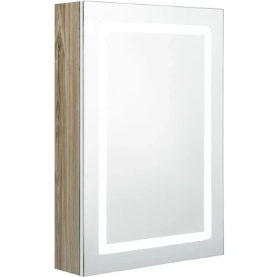 Afbeelding van vidaXL Badkamerkast met spiegel en LED 50x13x70 cm wit eikenkleurig
