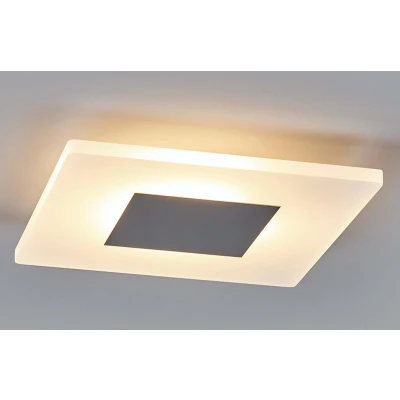 Afbeelding van Lindby LED plafondlamp 1licht acryl, metaal H: 23 cm gesatineerd wit, chroom Inclusief lichtbron