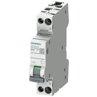 Afbeelding van Siemens circuit breaker 230v 6ka 1 n pole 1mw b16 5sl60166