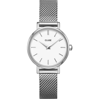 Afbeelding van CLUSE CW0101211007 Horloge LA Boheme Petit Mesh zilverkleurig wit 28 mm