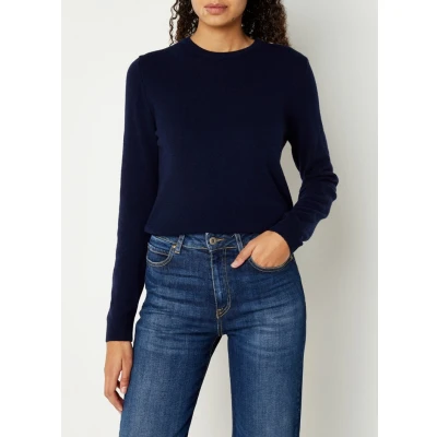 Afbeelding van Benetton dames Fijngebreide pullover van merino wol in de kleur Donkerblauw, maat: XS