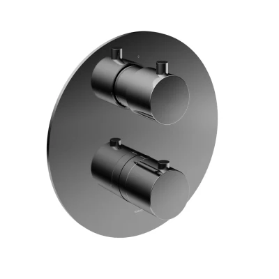 Afbeelding van HotBath Cobber Inbouw Thermostaat Afbouwdeel CB009EXT Zwart chroom