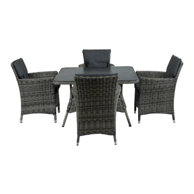 Afbeelding van Normin 5 delige tuinset 4 Verone tuinstoelen Tuintafel Dublin 115x115cm