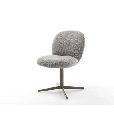 Afbeelding van DELIFE Draaistoel Nube Flex bouclé zilver grijs kruispoot afwerking met titanium 360 draaibaar pocketveer kern