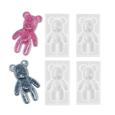 Afbeelding van Hars Mallen 4 Stuks 3D Teddybeer Mould Hanger Sieraden Maken Siliconen Voor Epoxy Gieten DIY Ambachten