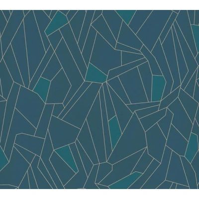 Afbeelding van AS Creation New Life 37677 2 376772 (Goud Lijntje) Blauw / Turquoise
